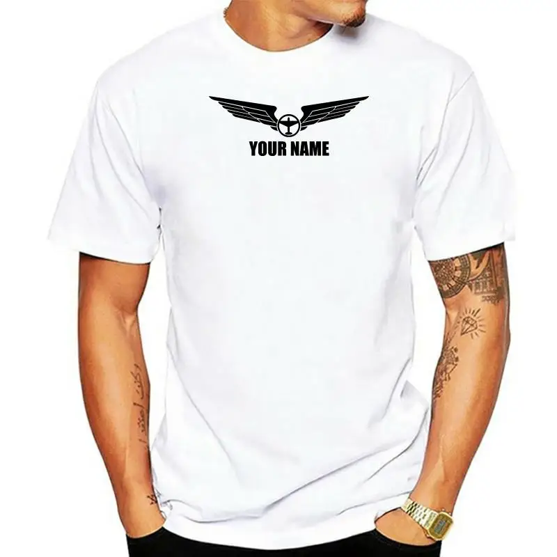 Aeroplane Pilot Personalised Wings Flight Custom Your Name T-Shirt 2024 Man'S O-Neck Design Adults Casual Fitted T Shirts