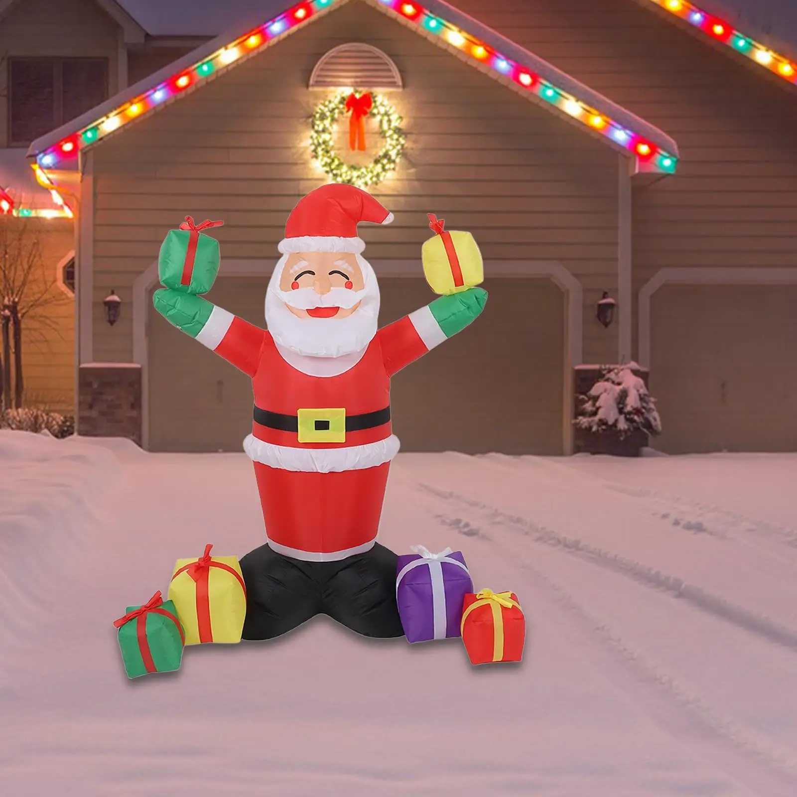 4.9 ft Christmas Inflatable Santa Props Outdoor Decoration Funny Yard Decoration LED Lighted for Party Holiday Courtyard Lawn