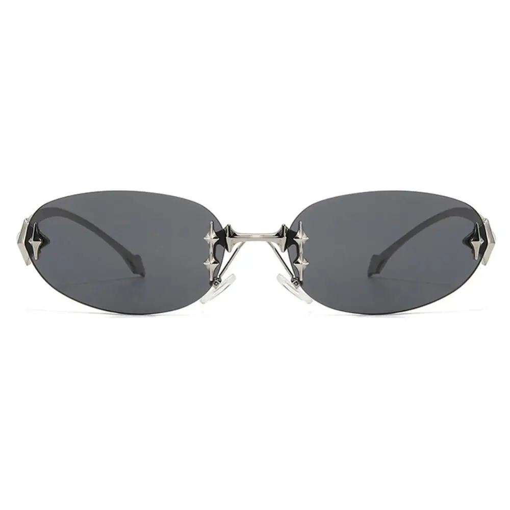 Occhiali da sole senza montatura stile Y2K Protezione UV Tendenza Occhiali retrò Occhiali da vista punk vintage leggeri per le vacanze