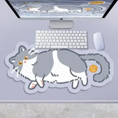 Large XXL Cute Furry Mouse Pad Kawaii Kitty Cats Mouse Mat 70x30cm Gamer Desk Carpet Anime Mousepad Gaming Accessories Play Mats