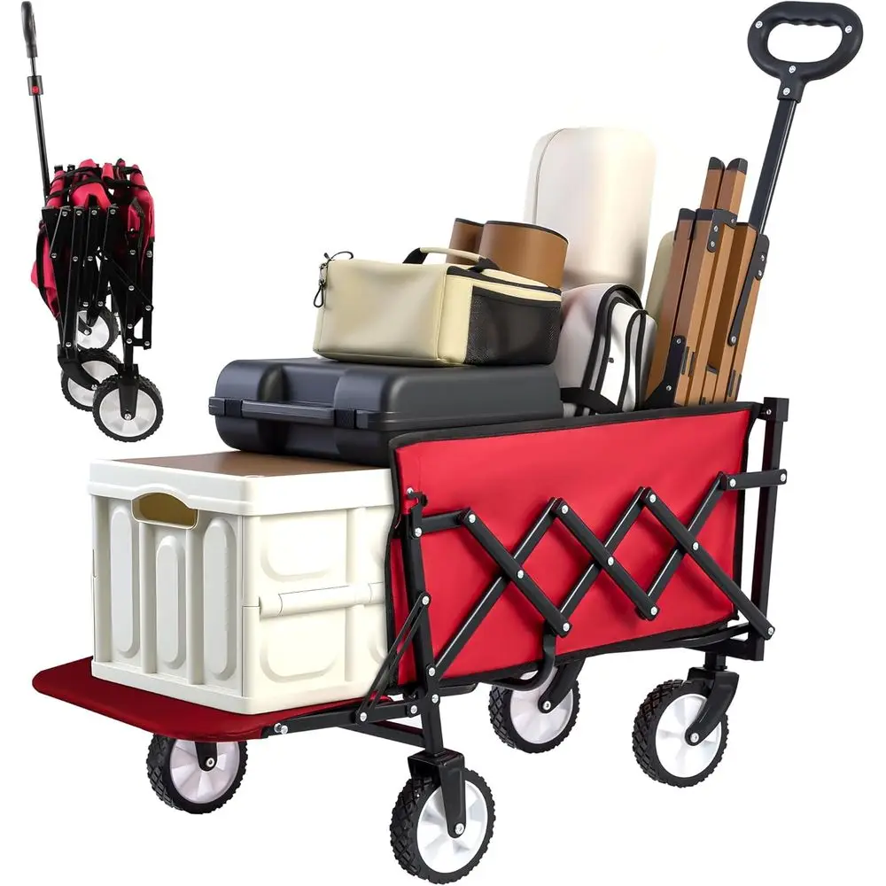 

Collapsible Wagon with Extended, 300lbs Heavy Duty Portable Lightweight Utility Wagon Cart for Grocery, Camping, Garden, Fishing