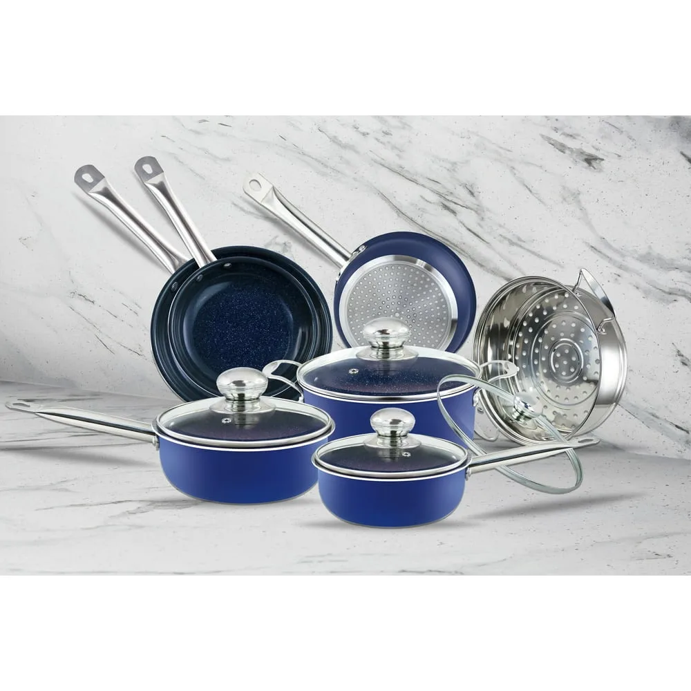 

11-Piece Ceramic Cookware Set, Blue Sapphire