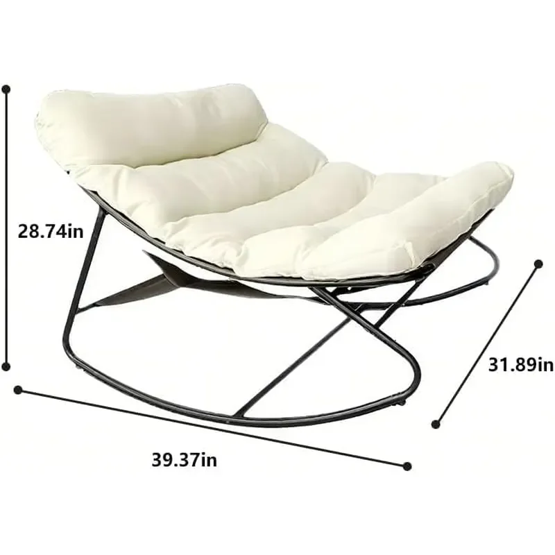 Oversized Papasan Rocking Chair with Plush Cushion 350 Lbs Weight Capacity Stable Patio Rocker Multi Use Indoor Outdoor