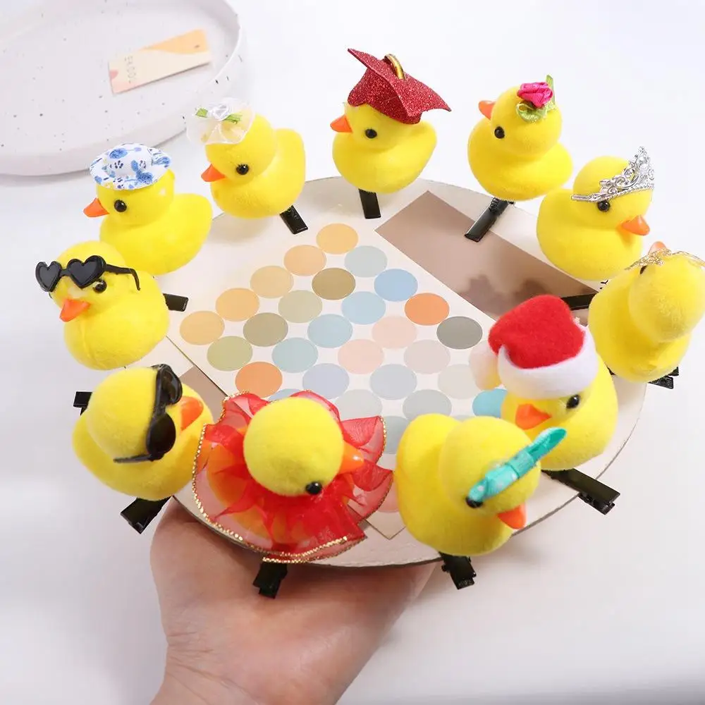 Fashion Flower Duck Hair Clips Plush Cap Chicken Side Barrettes Funny Korean Style Cartoon Duckbill Clips Party