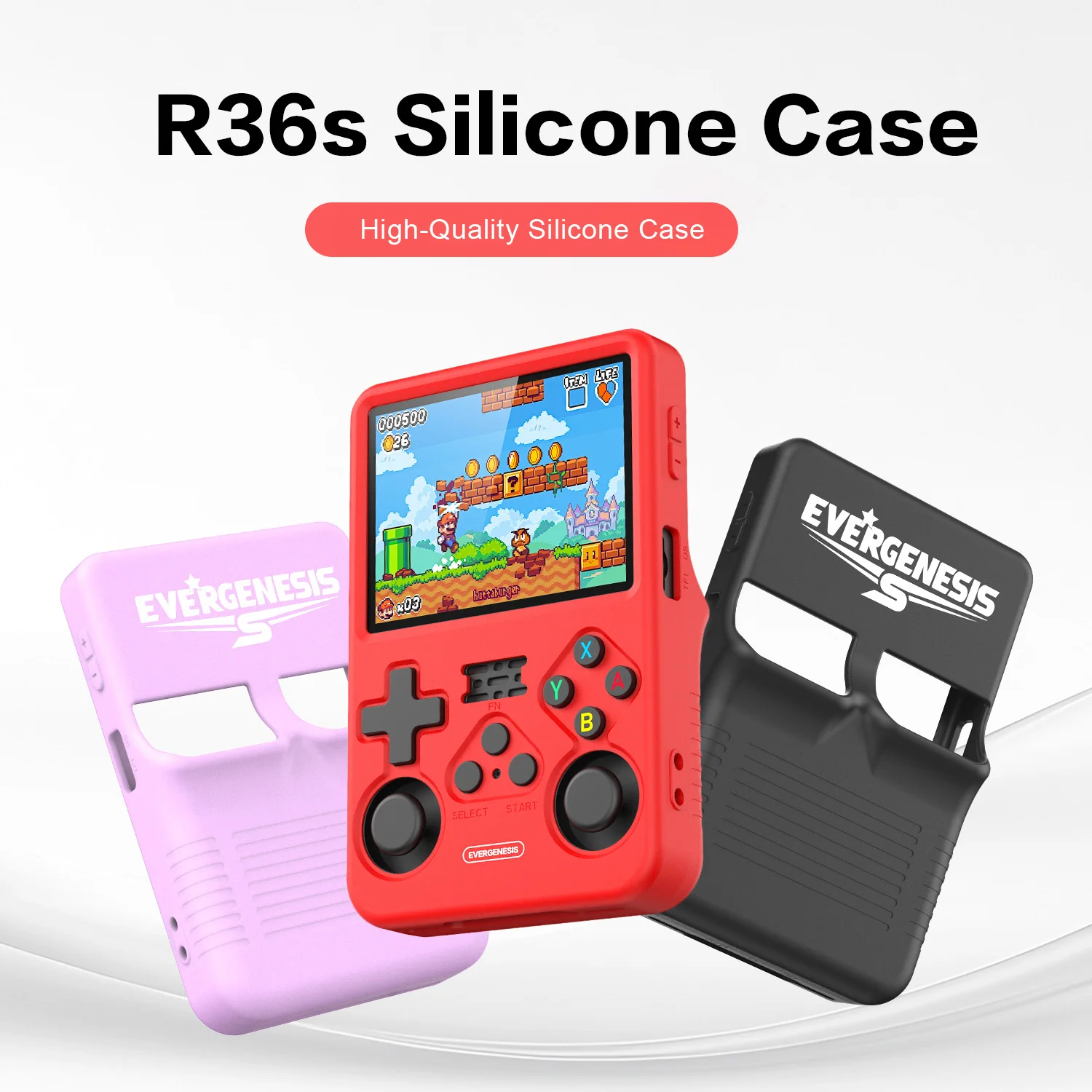 

Защитный силиконовый чехол EverGenesis Colorful для портативной консоли R36S: противоударный, устойчивый к царапинам, мягкий чехол-кейс для хранения