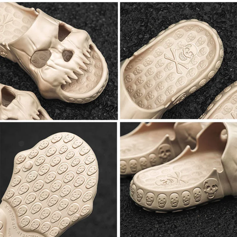 Y2k House Slippers women Cloud Summer Soft Sandal skull Flip Flops Men Male Demon Thick Flat Platform Non slip Home slides men