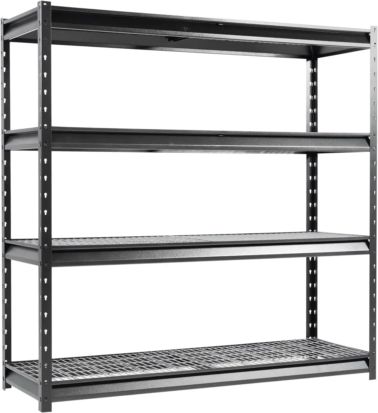 

The Atlas 72" W Heavy Duty Garage Shelving Load 8000 Lbs, 4 Tier Metal Storage Shelves, Adjustable Industrial Steel Rack