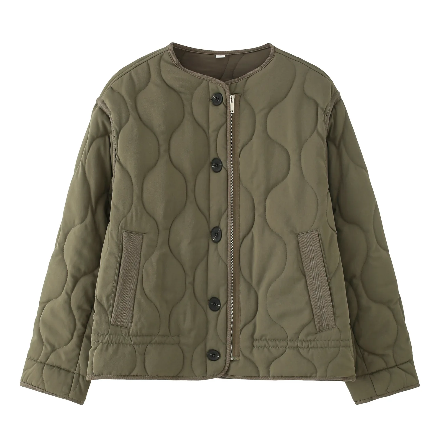Women's Clothing 2025 Winter Round Neck Long Sleeved Loose Casual Cotton Jacket
