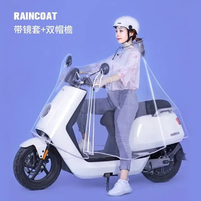 Thickened Fully Transparent Raincoat Electric Bicycle Cycling Male And Female Universal Long Body Raincoat Motorcycle Cloak