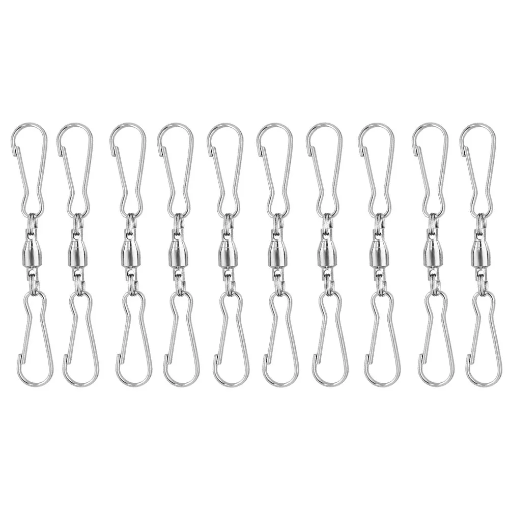 

10Pcs Stainless Steel Swivel Hooks 360 Rotatable Dual Clips for Windsock Wind Chimes Bird Feeder Outdoor Hanging Accessories