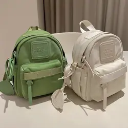 Japanese niche mini compact backpack solid color bright macaron green small backpack for shopping new style  backpack