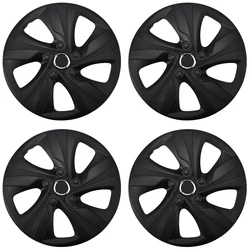 4pcs 14 Inch Car Wheel Hub Covers for Steel Iron Rims, Matte Wheel Hubs Cap Trim Cover, Tire Rim Cover Plastic Black