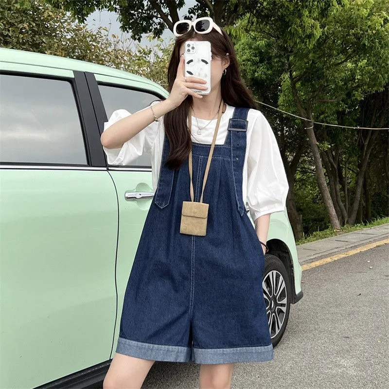 

Women Sleeveless Jumpsuits 2024 Summer Vintage Harajuku Korean Style Jeans Shorts Loose Wide Leg Rompers Overall Denim Playsuit