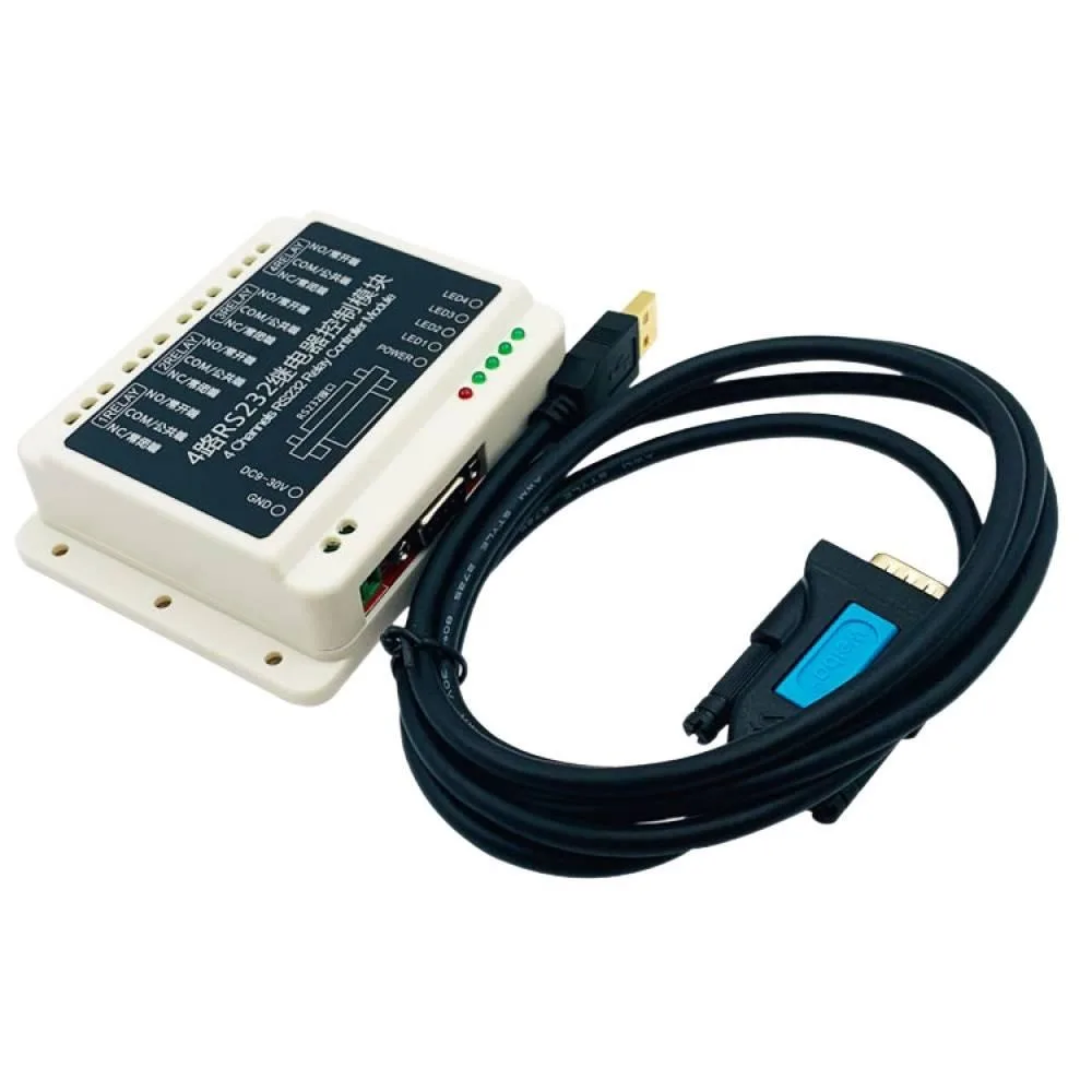 

4-канальная плата управления реле последовательного порта RS232, переключатель управления умным домом, DC9-30V, релейный модуль подключения к компьютеру, новый