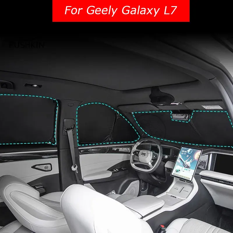 

For Geely Galaxy L7 2023 Full Black Car Sunshade Side Window Privacy Curtains Front Rear Sunscreen Heat Insulation Sunshield