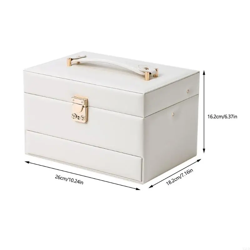 

Elegant Auto Open Jewelry Organizers 3 Tiered Storage Compartments Premium Leather Construction Portable Jewelry Box For Earring