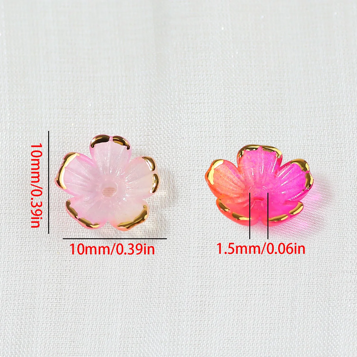 10mm 100pcs Acrylic Flower Two Color Hot Stamping Gold Beads Straight Hole Loose Spacer Beads For DIY Bracelet Jewelry Marking