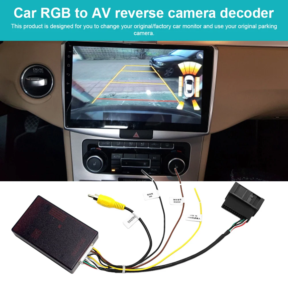 12V Backup Camera Decoder RGB To AV Reversing Camera Adapter Reversing Camera Signal Converter for for VW RCD510 RNS510 RNS315