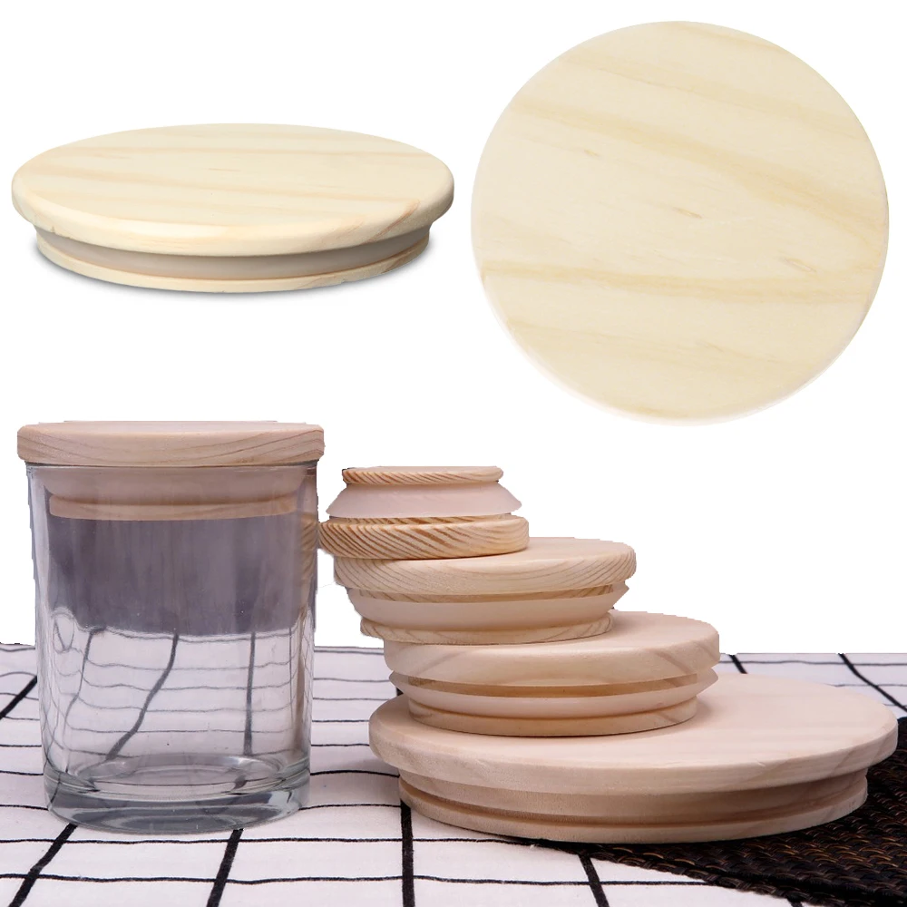 Wooden Bottle Sealing Caps Kitchen Organization Canning Storage Wood Lids Wide Mouth Cover Mason Jar Lid