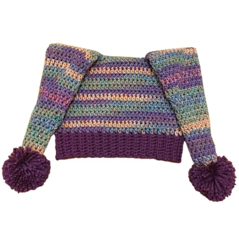 652f 여성을위한 따뜻한 니트 비니 모자 Y2K 광대 모자 코켓 모직 털실 여자 모자 여성 모자 십대 사랑스러운 헤드웨어