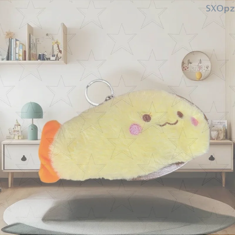 "Adorable porte-clés de poupée en peluche de crevettes et de poissons ; Parfait pour pendentif de sac, décoration de suspension de sac à dos
