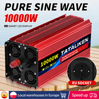 EU Socket 12V To AC 220V 50HZ Pure Sine Wave Inverter Car Power 1600W/6000W/10000W Voltage Portable Converter with LED