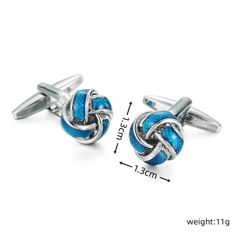 Men\'s French shirt cufflinks copper material round blue woven knot cufflinks fashionable clothing accessories wholesale