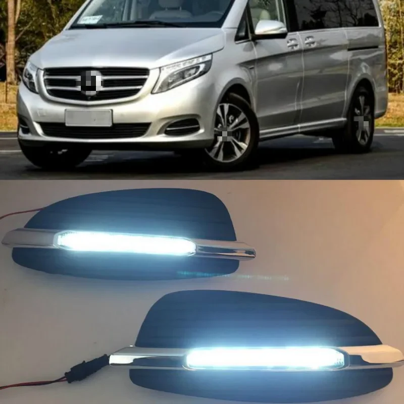 2PCS LED Daytime Running Light For Mercedes Benz V-Class Vito V250 V260 2016 2017 2018 Car Accessories 12V DRL Fog Lamp