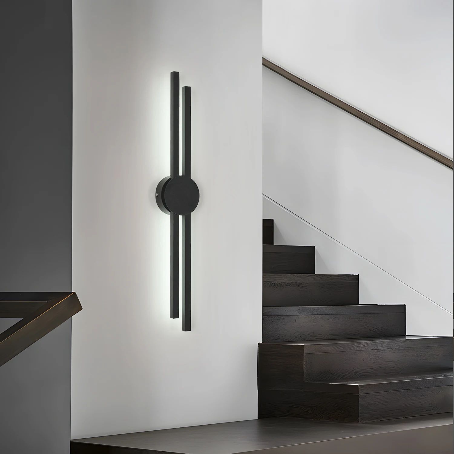 Lampada da parete per interni, lampada da parete moderna a LED da 17 W, lampada da parete in acrilico nero per camera da letto, soggiorno, scala, luce bianca fredda 6500 K