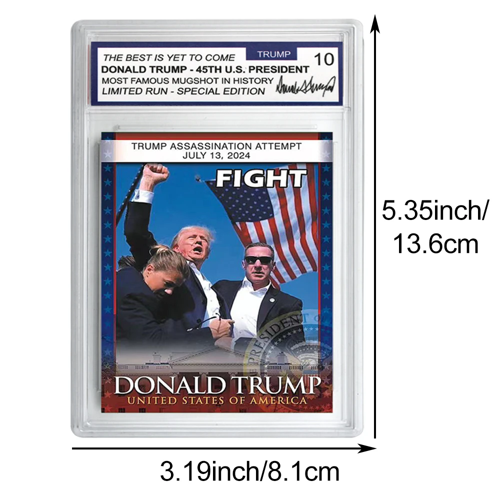 Carte de notation du président américain Donald Trump, assassinat, échec, combat, carte à collectionner, supporteur, cadeau commémoratif pour les fans, 2024