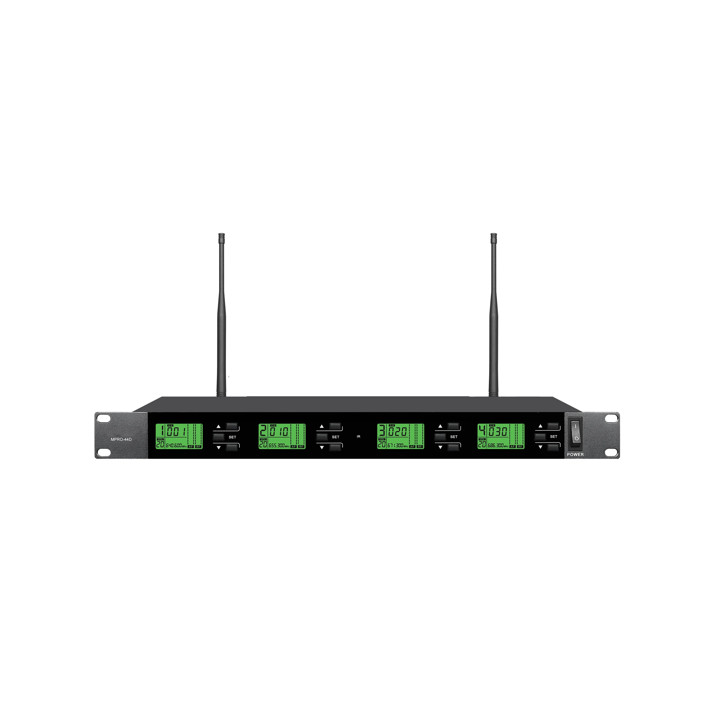 (MPRO-44) Sistema microfonico wireless portatile/desktop/con cintura a 4 canali per canto, sistema audio domestico, sistema di conferenze, ecc.