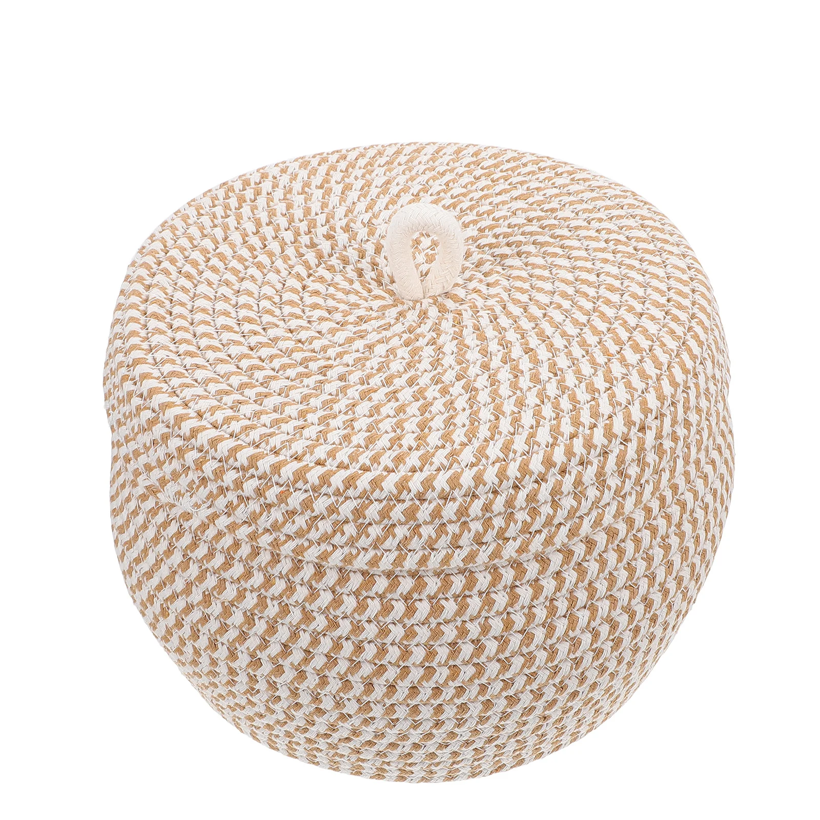 

1Pcs Cotton Rope Braided Storage Basket with Lid Decorative Organizer for Bedroom Living Room Bathroom Multi-Function