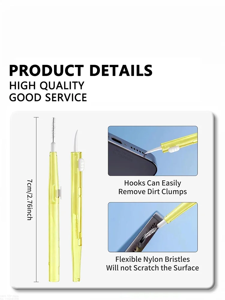 Aoifn Phone Cleaning Kit, 1-10 Pcs Nylon Brush with Hook Tip, Charging Port Speaker Cleaner, for iPhone Samsung AirPods Camera