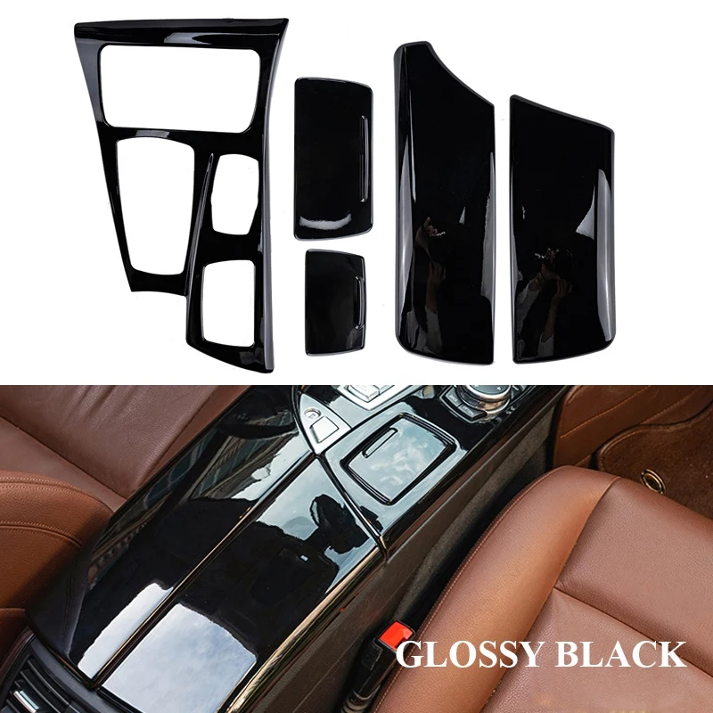 

Glossy Black Car Gear Shift Frame + Armrest Box Panel Cover Trim For-BMW 5 Series F10 F18 520 525 523 528Li 2011-2017