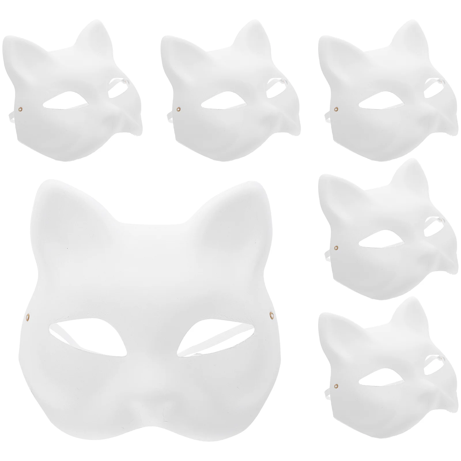 Masques de renard à peindre pour enfants, demi-visage de chat, blanc, peint à la main, bricolage, Tim, Hpronostic, blanc