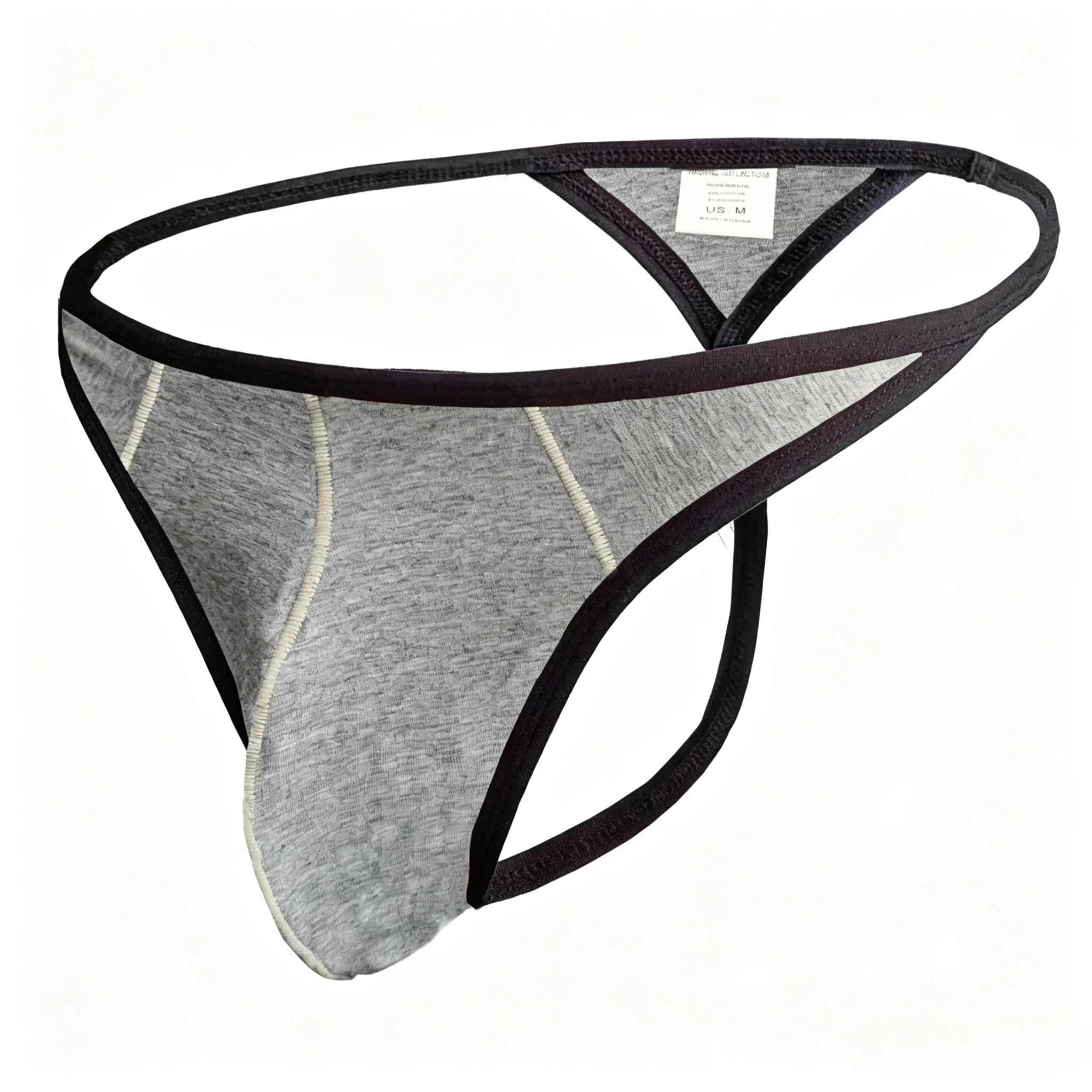 Sexy Men Underwear Gay Erotic T Back Thong Ribbed Cotton Elastic Thin Gay Low-rise U Convex Pouch G-Strings  Backless Underpants