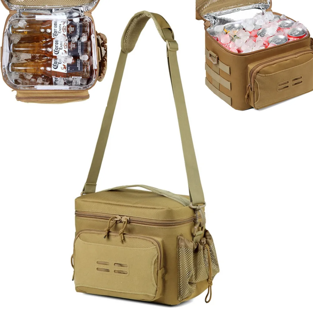 Insulated single shoulder large capacity outdoor picnic tactical refrigerated handbag, ice bag, lunch box bag, lunch bag view 3