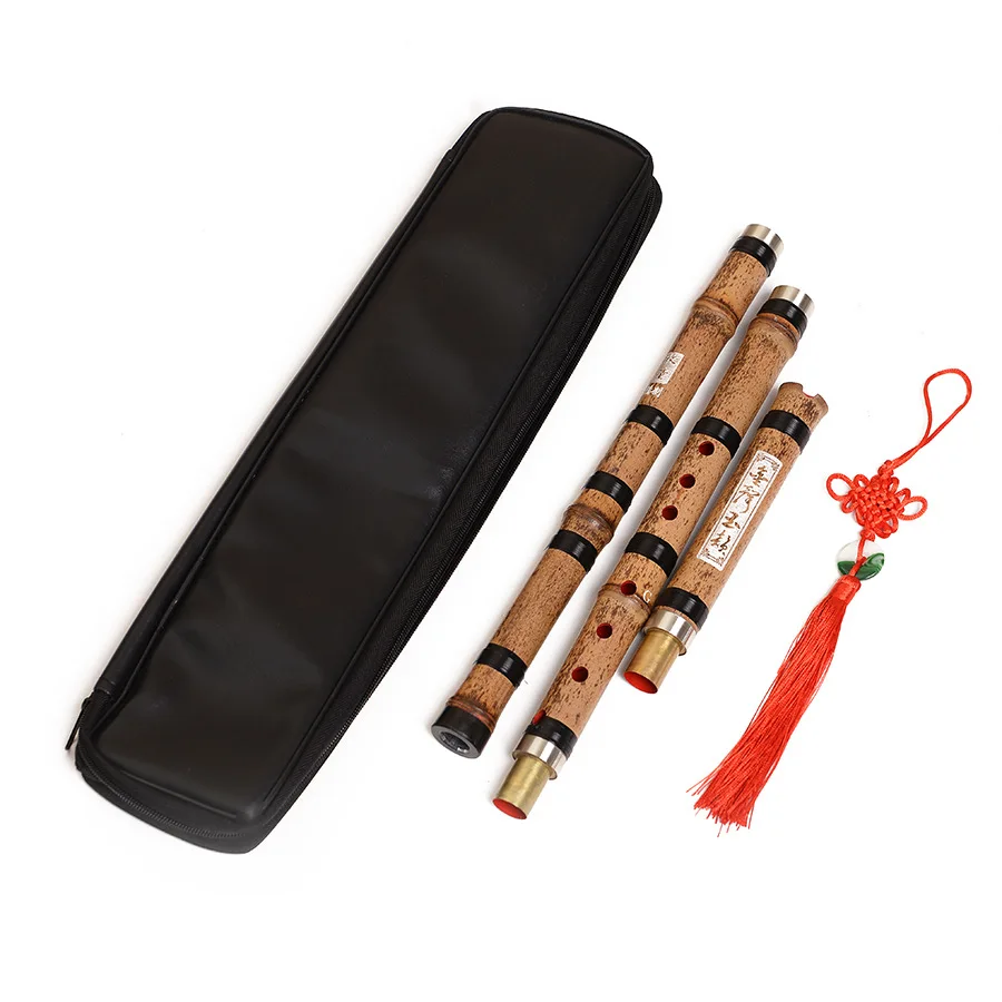 

Three Section Xiao Professional Purple Bamboo Flute, Beginner Practicing Xiao Flauta, 6-hole, 8-hole G/F Key Instrument With Bag