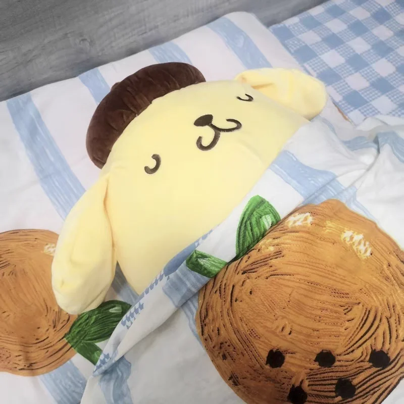 Sanrio Pom Pom Purin Schattig Knuffels Lang Gevuld Plushie Kussen Slaapbank Pop Ornament Kinderen Pluche Kawaii Kerstcadeau