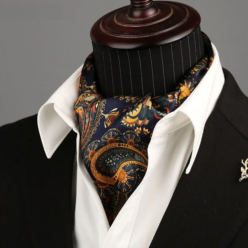 秋の新スタイル-00-桑シルクスカーフメンズネクタイ薄いロングシルクスカーフ花柄韓国スタイルファッショナブルなアクセサリー