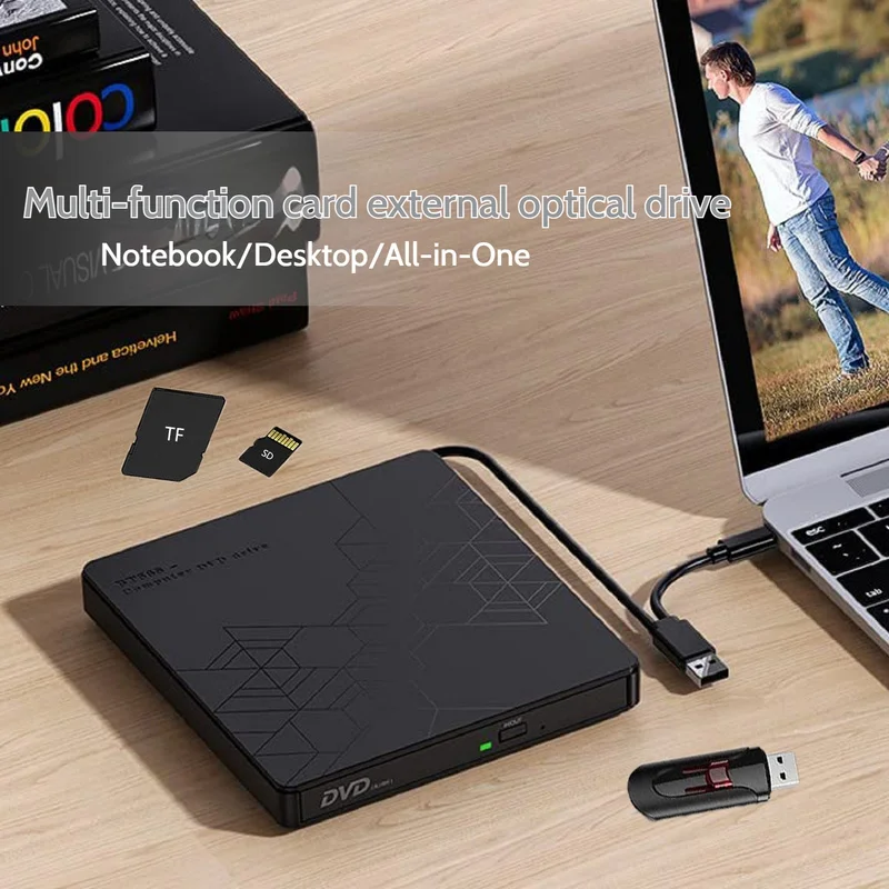 Multi Functional Optical Drive  Laptop External Optical Drive  Burner  Desktop External Usb Burner  Readable Tf Sd Office Boy