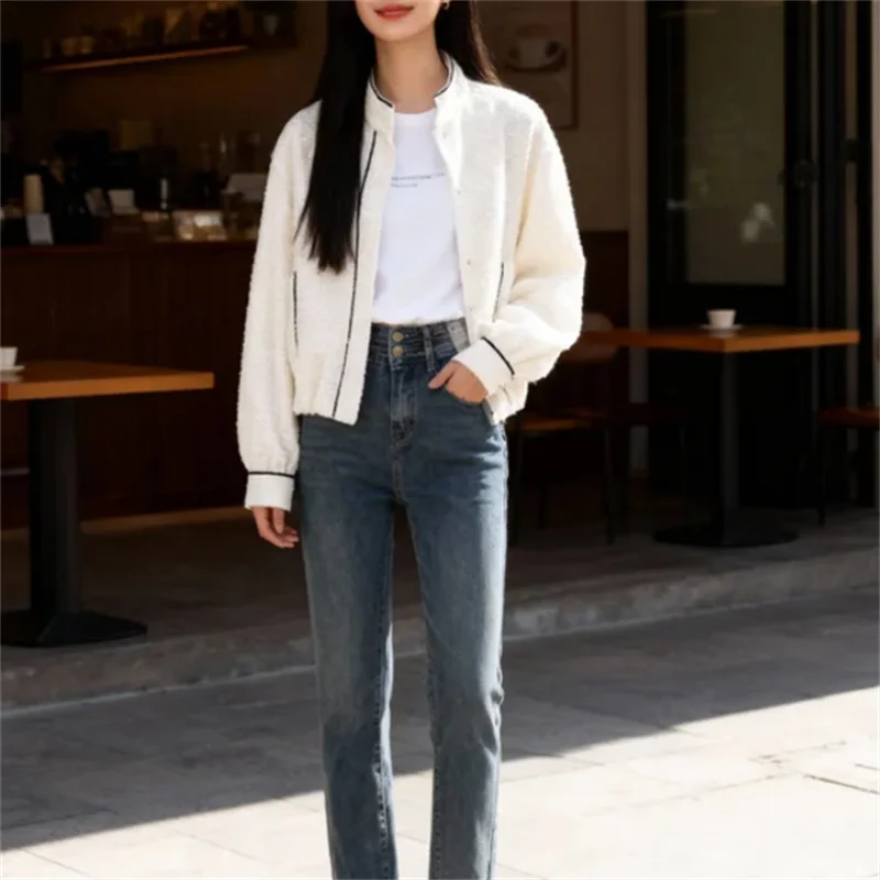 

Осень/зима 202, новое женское модное универсальное двубортное короткое пальто в европейском и американском стиле