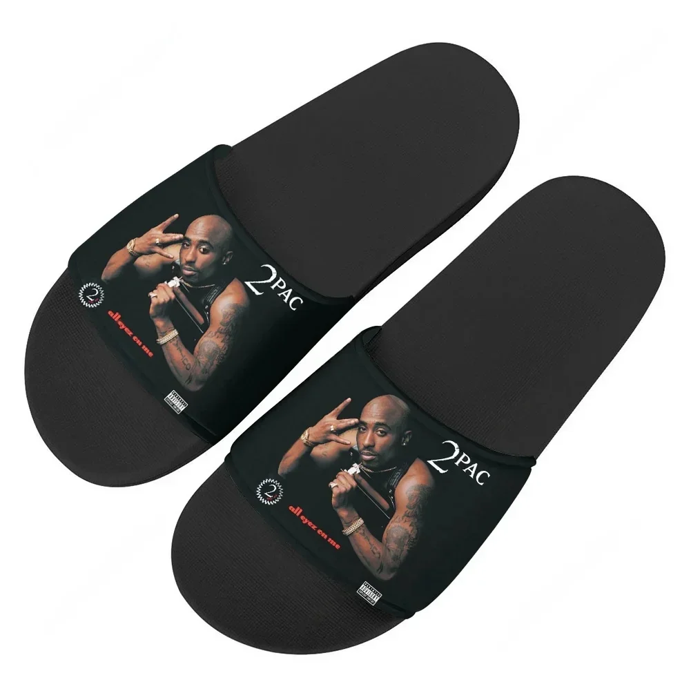 Tupac Rapper 2Pac Slippers Home Water Shoes Rapper Hip hop singer Men Women Teenagers Beach Pool Sandals Custom Summer Slipper
