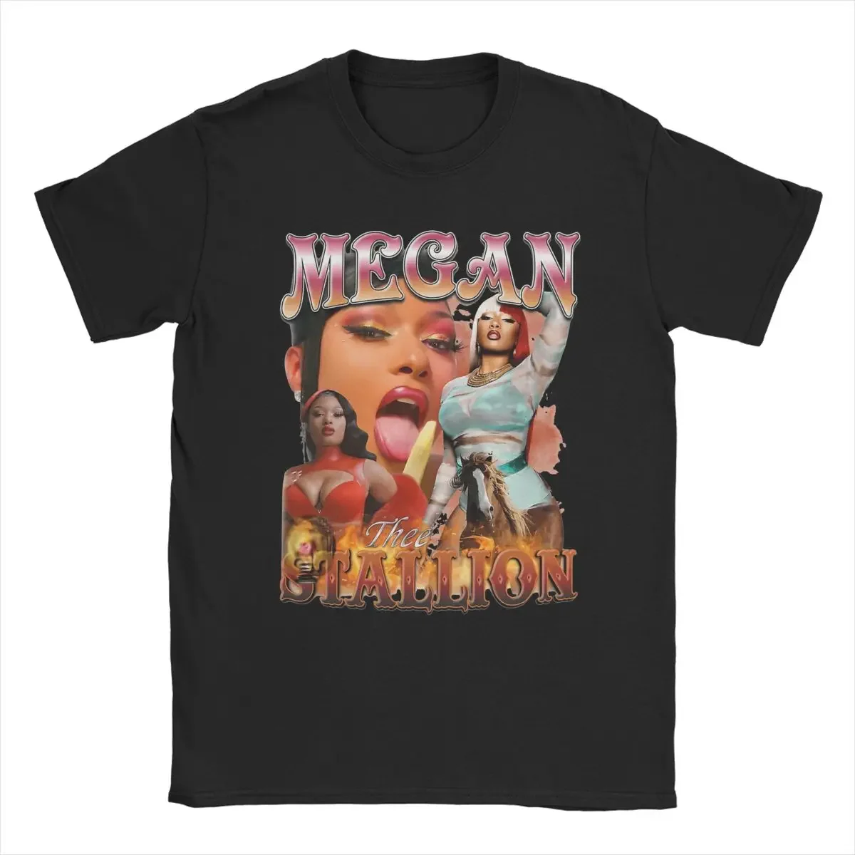 Megan Thee Stallion Rapper T Shirts Men Cotton Vintage T-Shirts Crew Neck Tee Shirt Short Sleeve Clothing Birthday Gift