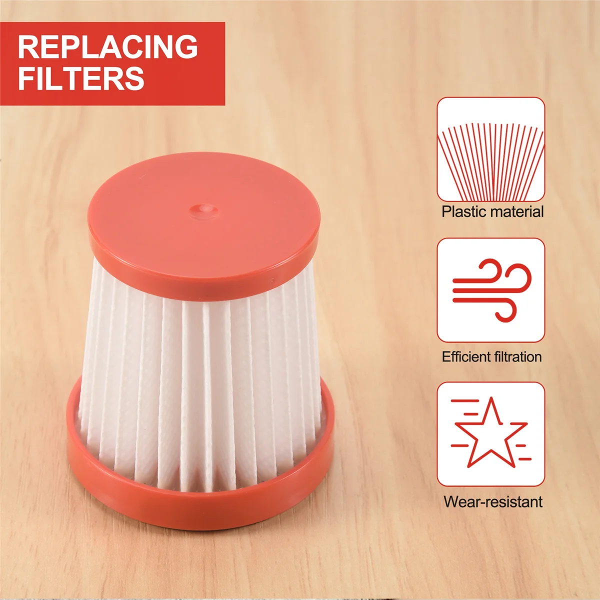 ตัวกรอง2ชิ้นสำหรับ VC01 Deerma เครื่องดูดฝุ่นแบบมือจับอุปกรณ์เสริมอะไหล่ตัวกรองแบบพกพาแปรงเก็บฝุ่น