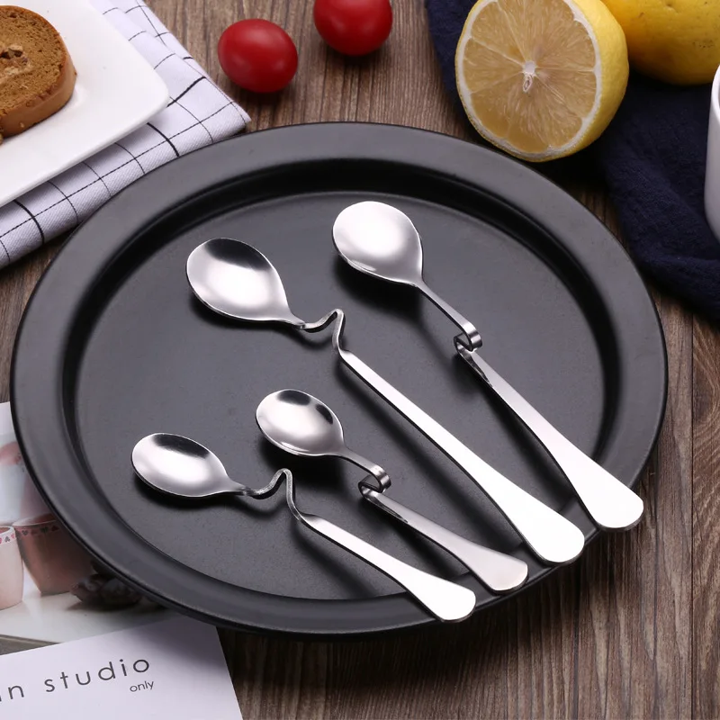 Cute Curved Spoon Teaspoon Unique Condiment Drink Hanging Tea Coffee Dessert Stainless Steel Drink Tableware