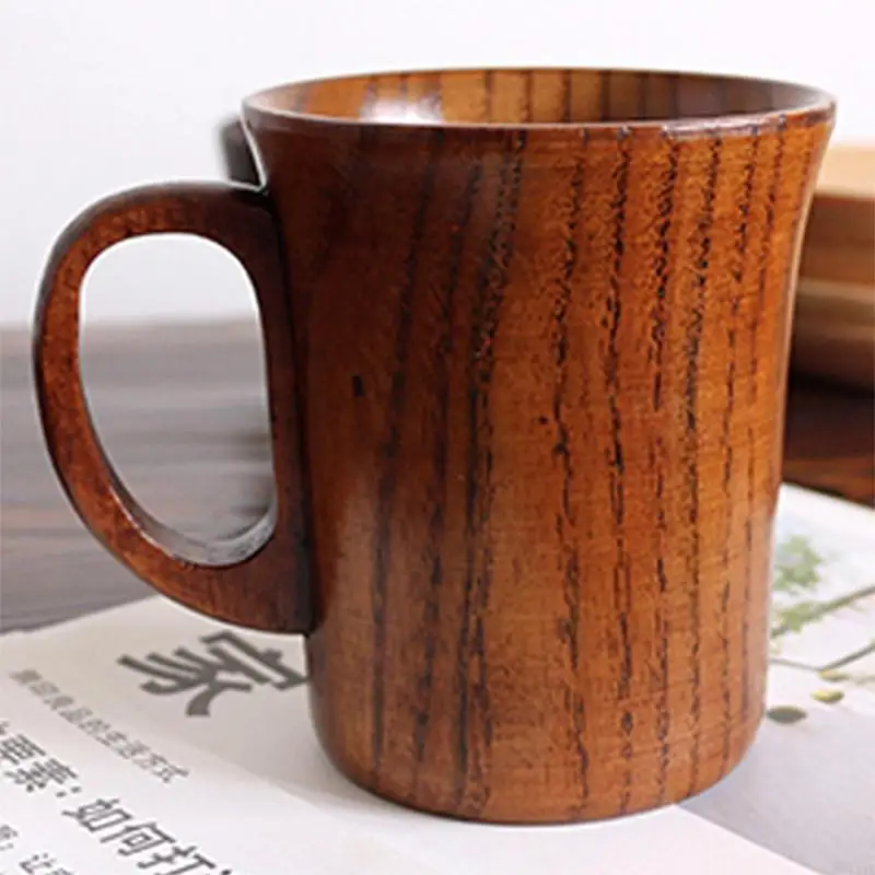 KX4B Cup Primitive Handmade Natural Wooden Cup Breakfast Beer Milk Drink Ware Green Tea Cup Water Bottle Home Drinkware