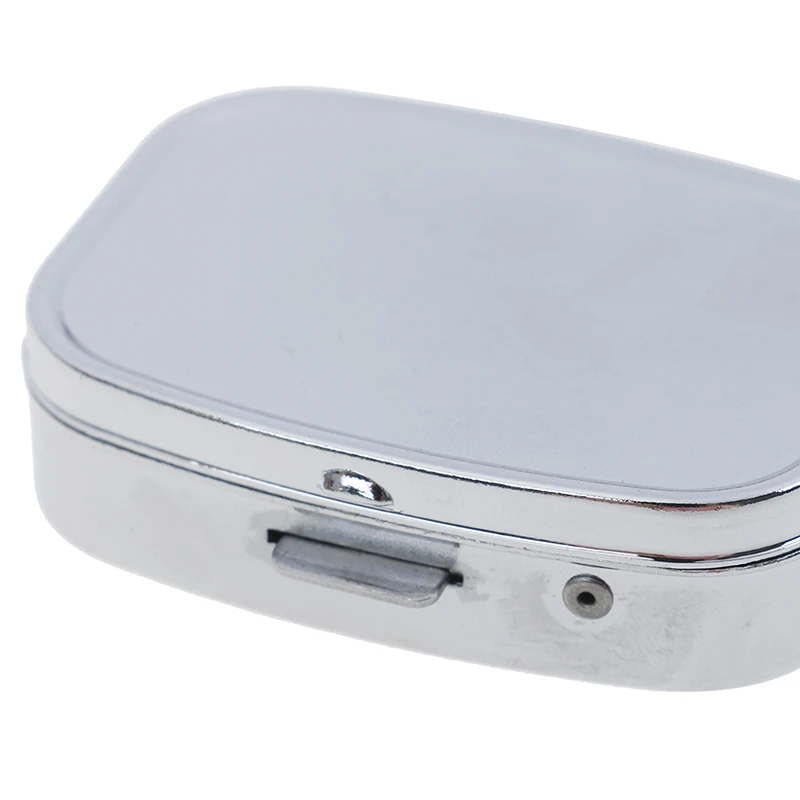 NEW 1Pc small metal round rectangular silver tablet pill box container medicine case
