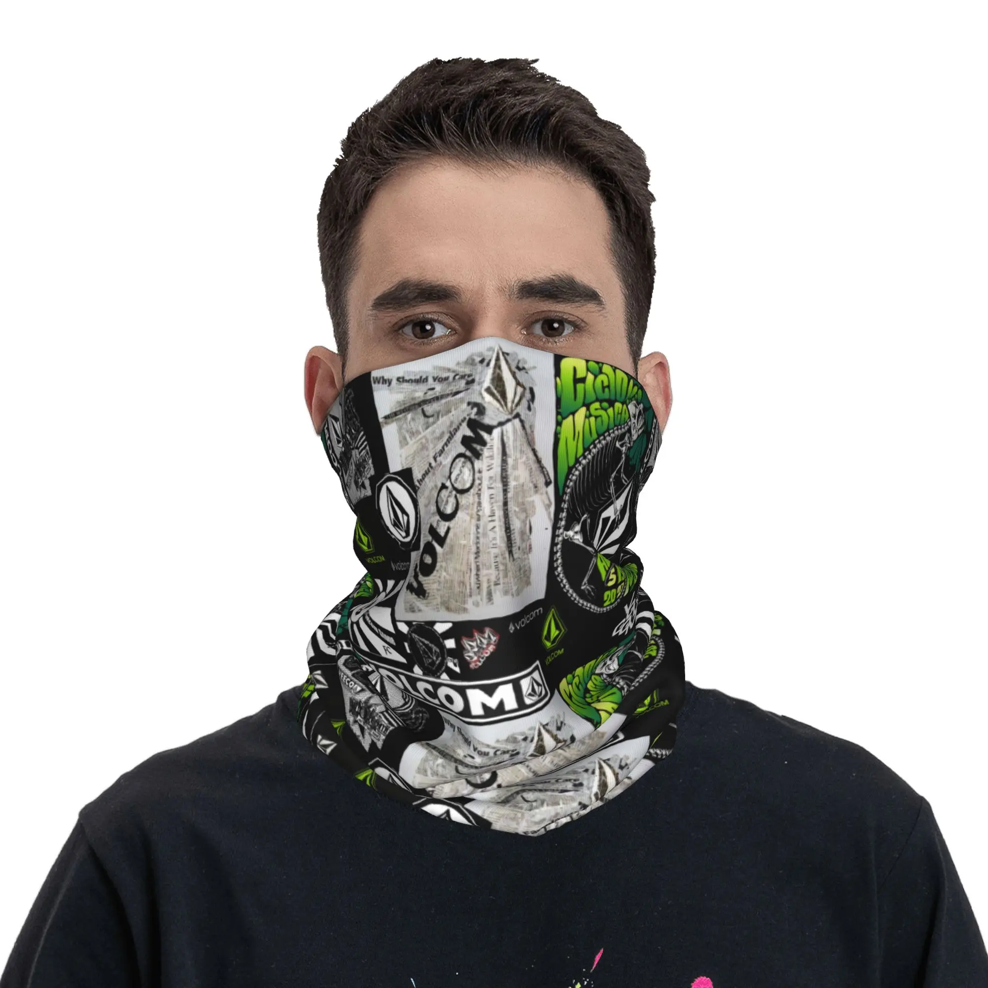 

Custom V-volcoms Symbol Bandana Winter Neck Warmer Men Windproof Wrap Face Scarf for Hiking Gaiter Headband