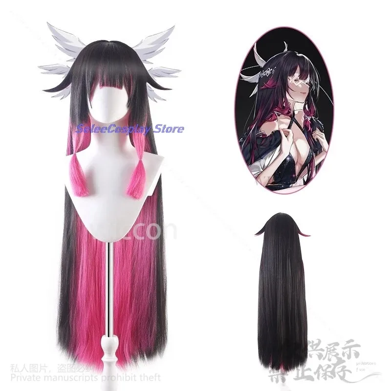 أنيمي لعبة Genshin تأثير تأثيري 110 سنتيمتر طويل الوردي الأسود الباروكات امرأة شابة مجموعة كاملة لجميع القديسين عيد الميلاد حفلة كوس لعب الأدوار